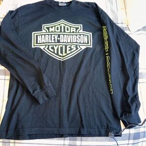 Harley-Davidson Black and Green Long Sleeve Tee